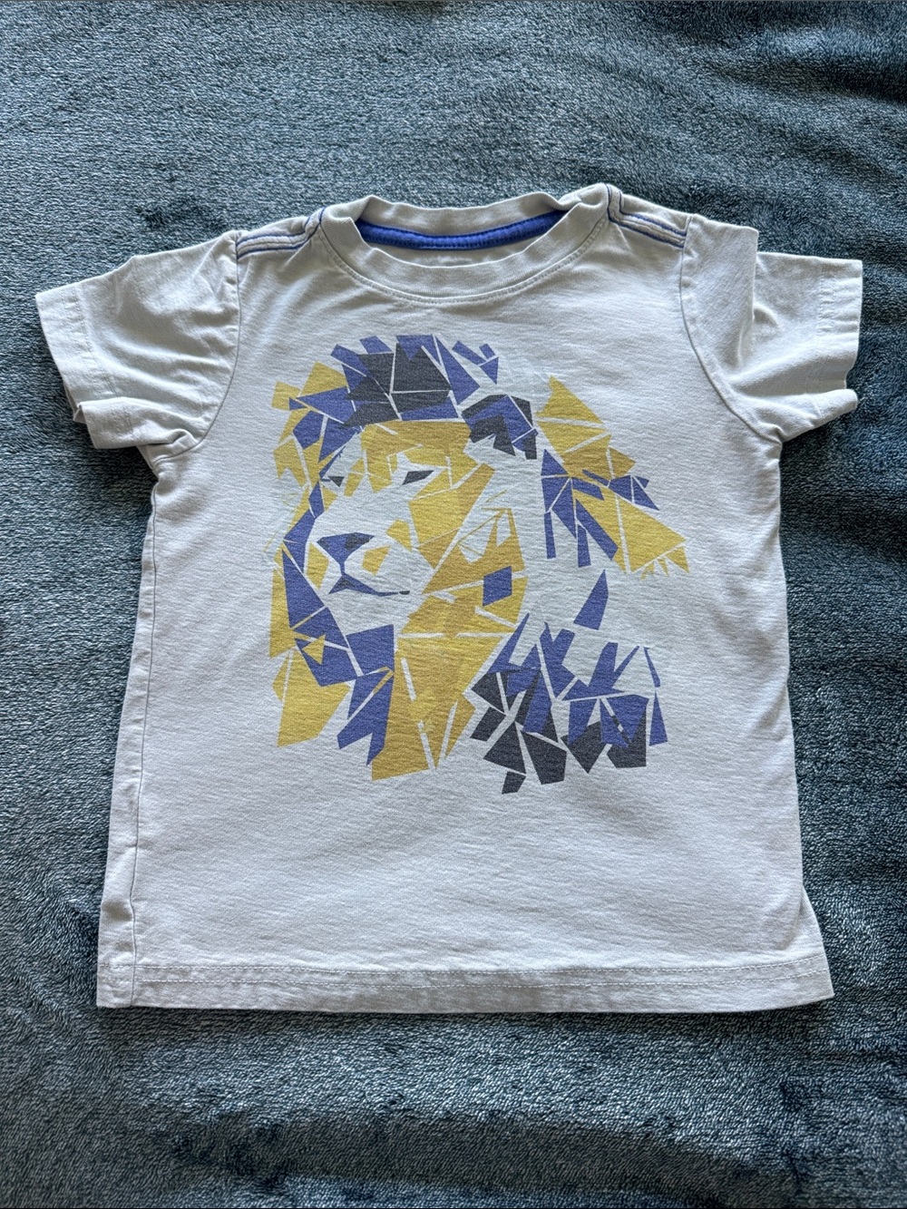 Tea Collection Light Blue Tee with Yellow & Blue Geometric Lion